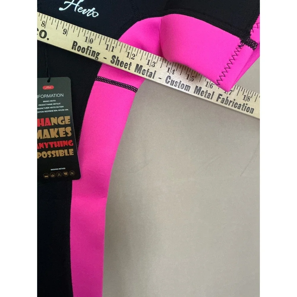 Hevto Wetsuit Shorty Kids 7 Black Pink New 2mm Neoprene Front Zip Surfing Swim